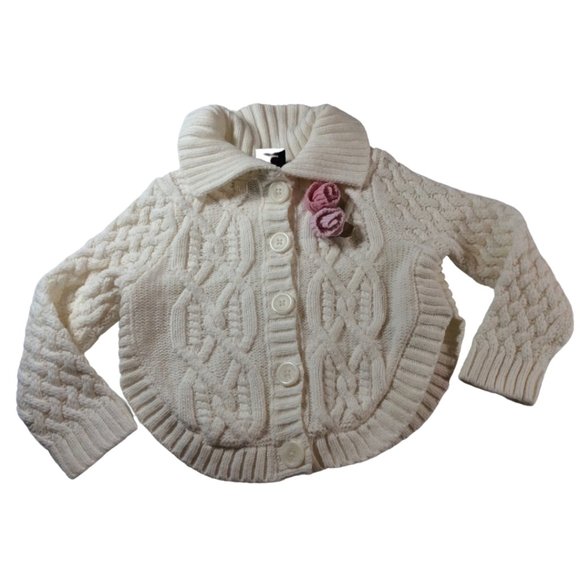 Size: 18M - Cream Knit Cardigan w/ 3D Flowers - Picture 1 of 1
